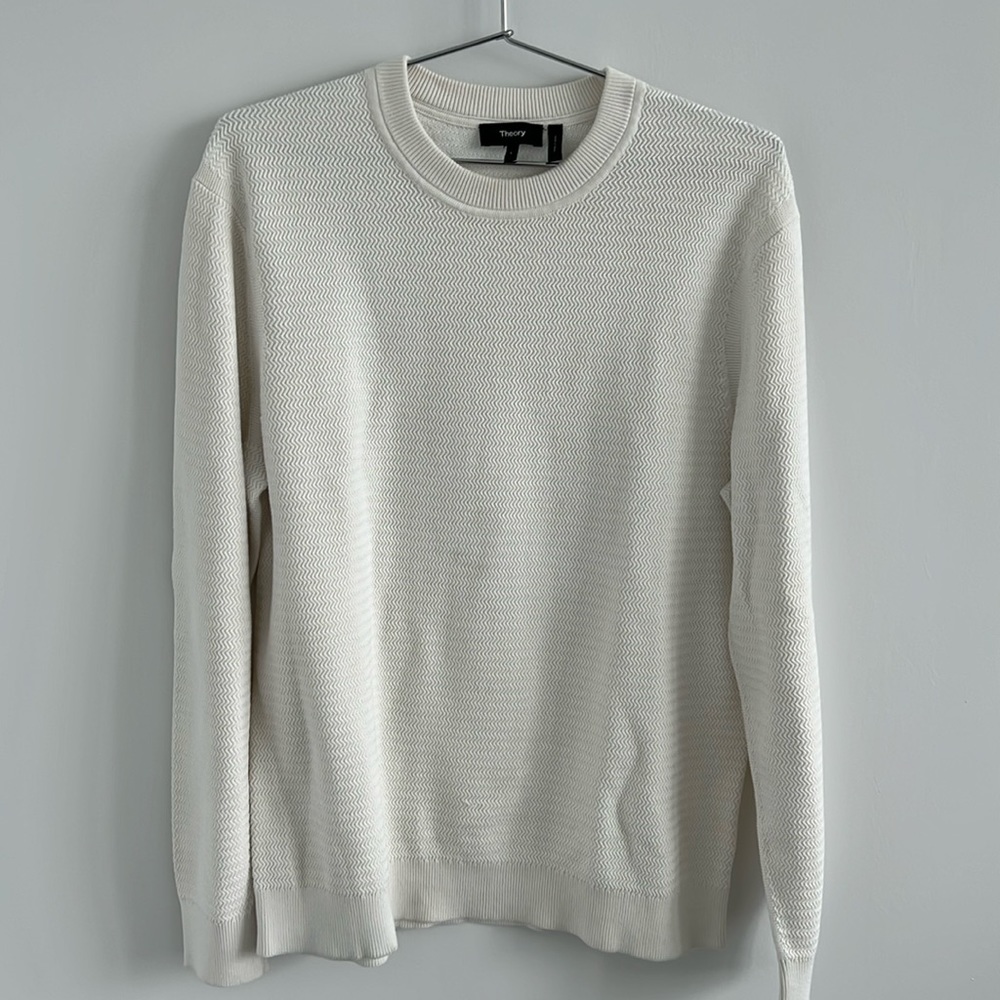 Theory Men’s White Sweater, Size Large